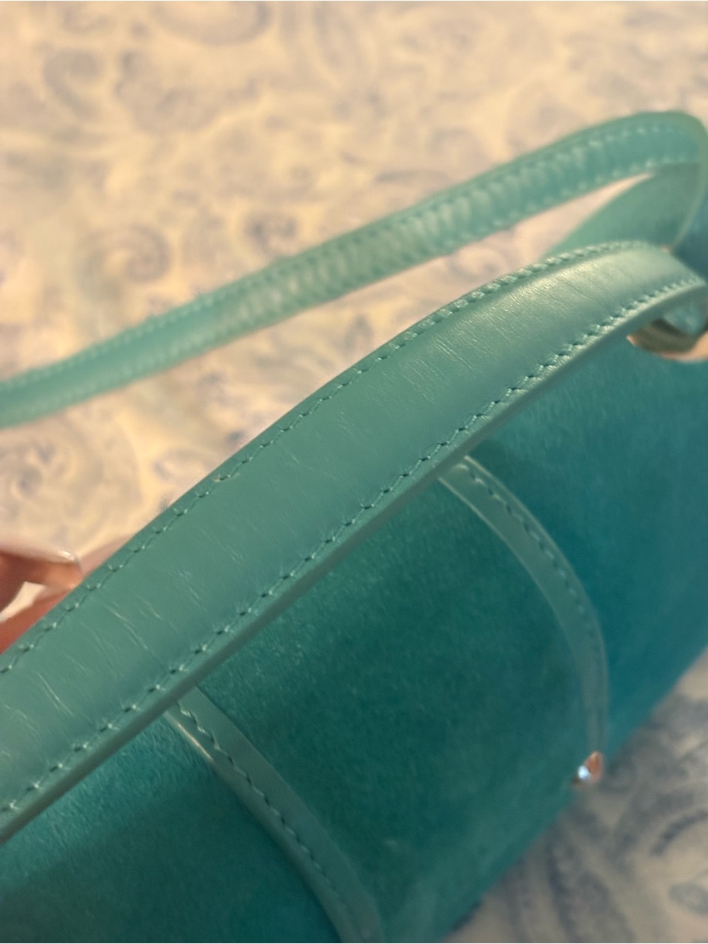 Jimmy Choo Teal Suede Crossbody Bag with Gold Hardware - Picture 9 of 10
